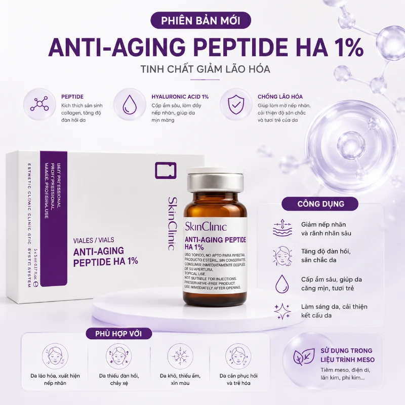 SkinClinic Anti-Aging Peptide HA 1% – Tinh Chất Giảm Lão Hóa, Cấp Ẩm Da