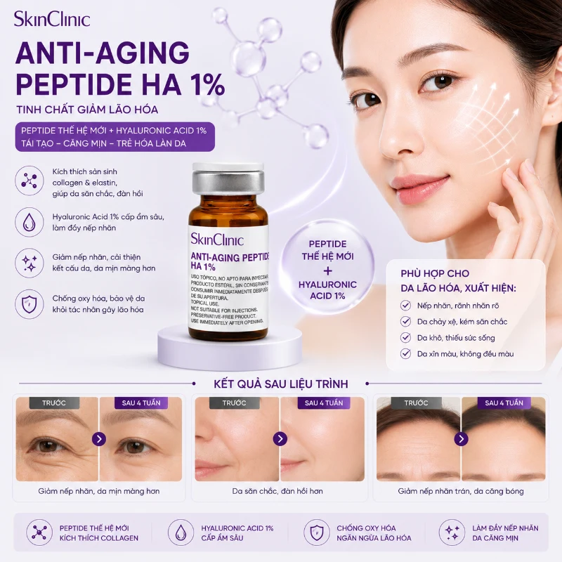 SkinClinic Anti-Aging Peptide HA 1% – Tinh Chất Giảm Lão Hóa, Cấp Ẩm Da