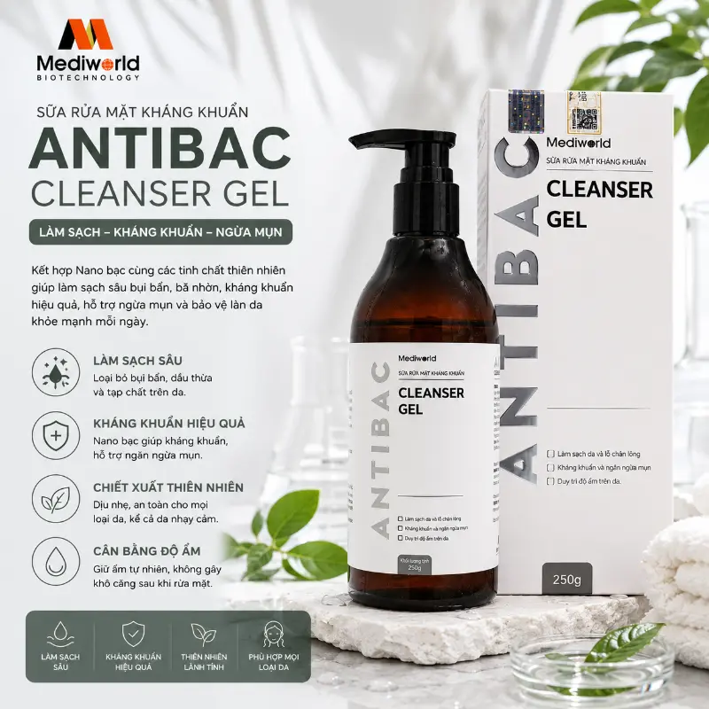 Sữa Rửa Mặt Kháng Khuẩn Làm Sạch Da, Hỗ Trợ Ngừa Mụn Antibac Cleanser Gel 250g