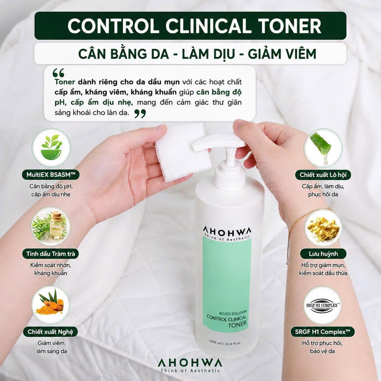Sữa rửa mặt cho da dầu da hỗn hợp làm sạch sâu cải thiện mụn Ahohwa Acless Solution Control Clearing Foam Cleanser