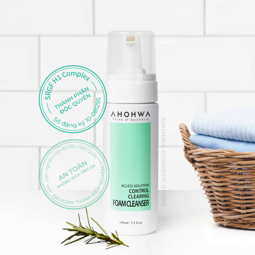 Sữa rửa mặt cho da dầu da hỗn hợp làm sạch sâu cải thiện mụn Ahohwa Acless Solution Control Clearing Foam Cleanser