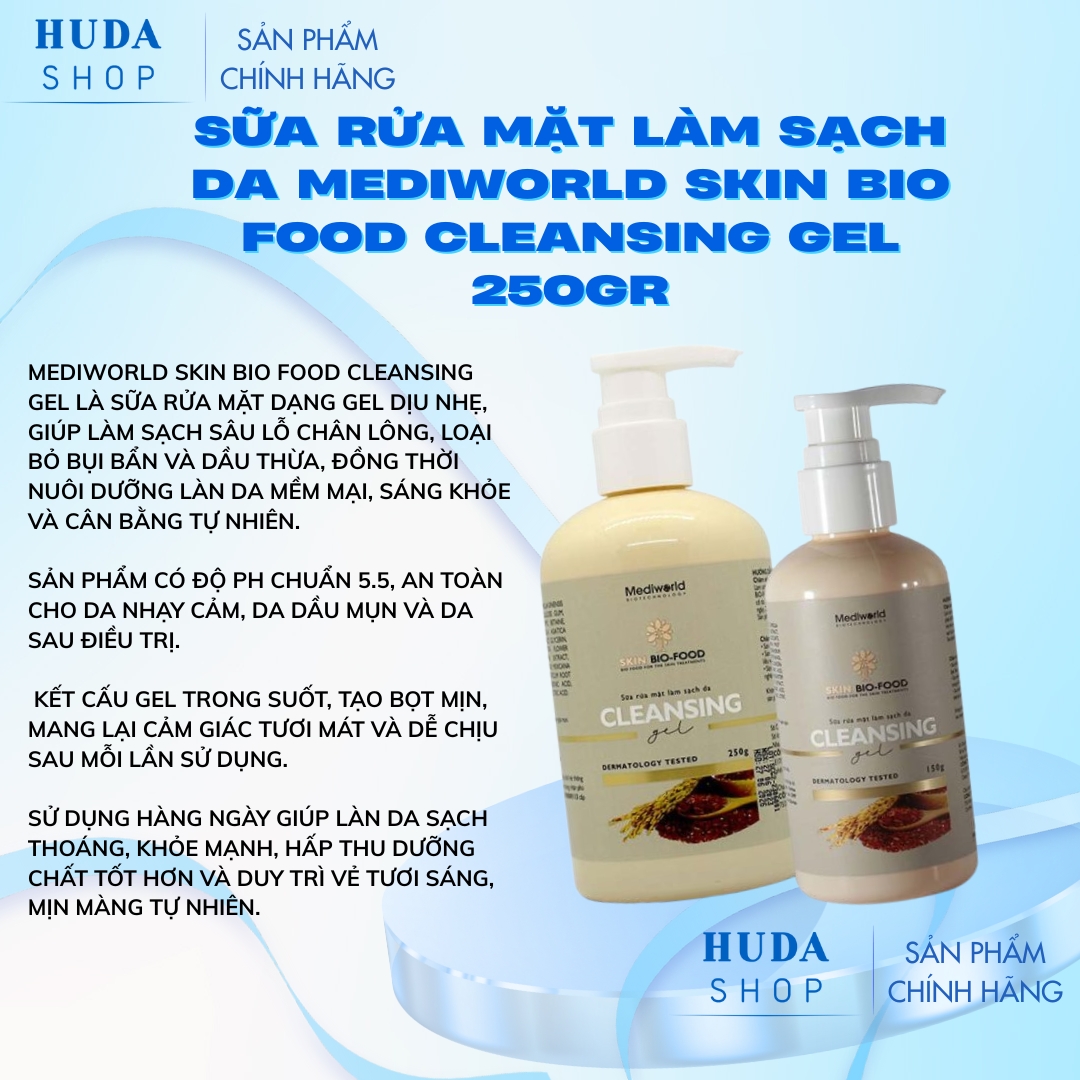 Sữa rửa mặt làm sạch da MEDIWORLD SKIN BIO FOOD CLEANSING GEL