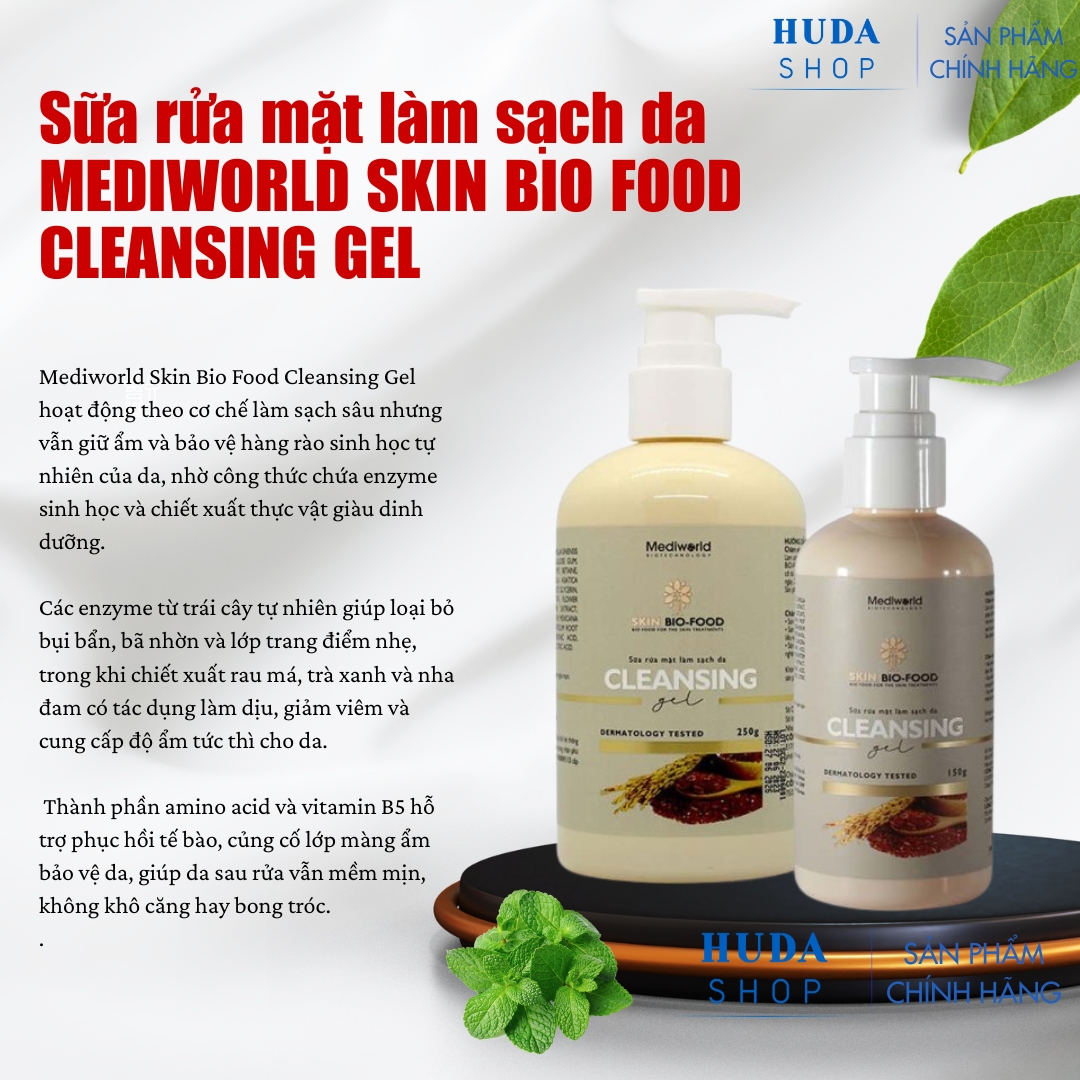 Sữa rửa mặt làm sạch da MEDIWORLD SKIN BIO FOOD CLEANSING GEL