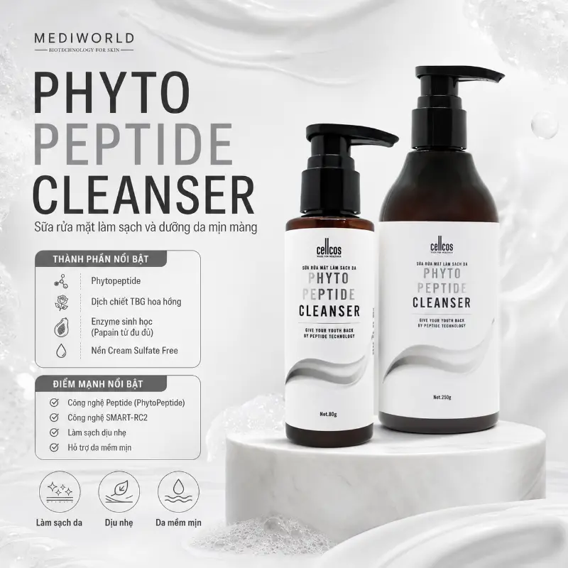 Sữa rửa mặt làm sạch da Mediworld Phyto Peptide Cleanser