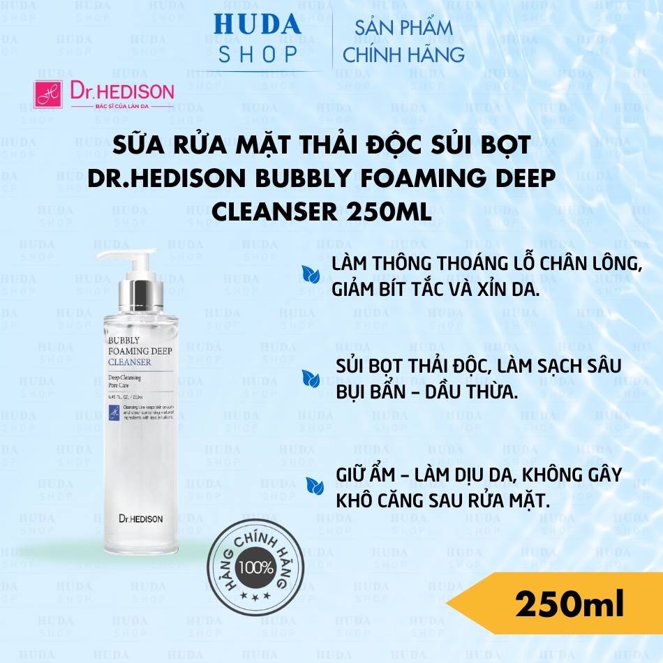 Sữa rửa mặt thải độc sủi bọt Dr.Hedison Bubbly Foaming Deep Cleanser 250ml