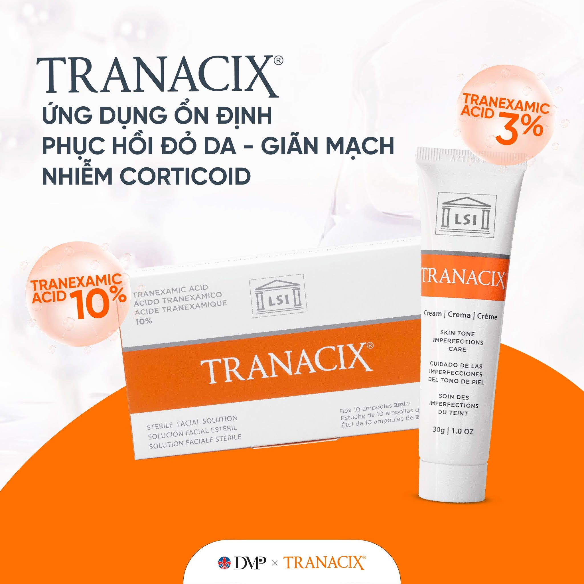 Tinh Chất Meso Hỗ Trợ Mờ Nám, Cải Thiện Sắc Tố Da Tranacix 10% 2ml Chính Hãng
