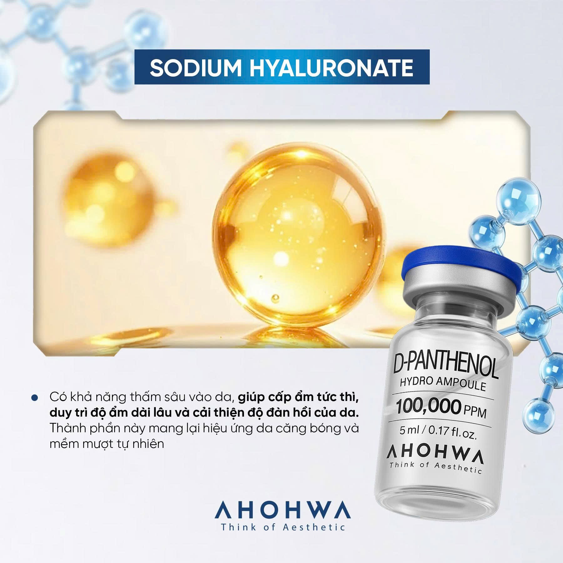 Tế bào gốc kháng viêm phục hồi tái tạo da nhạy cảm sau xâm lấn Ahohwa D-Panthenol Hydro Ampoule