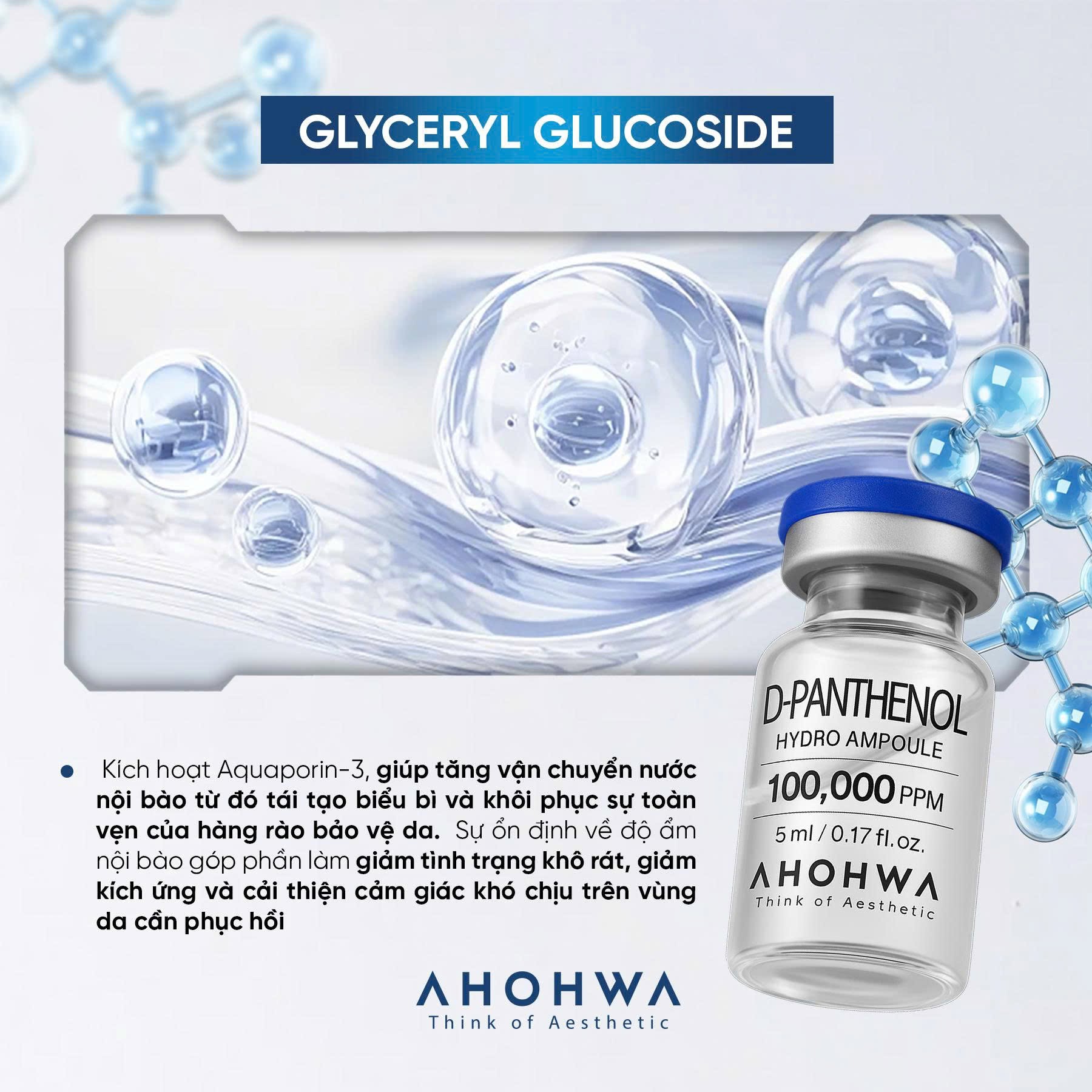 Tế bào gốc kháng viêm phục hồi tái tạo da nhạy cảm sau xâm lấn Ahohwa D-Panthenol Hydro Ampoule