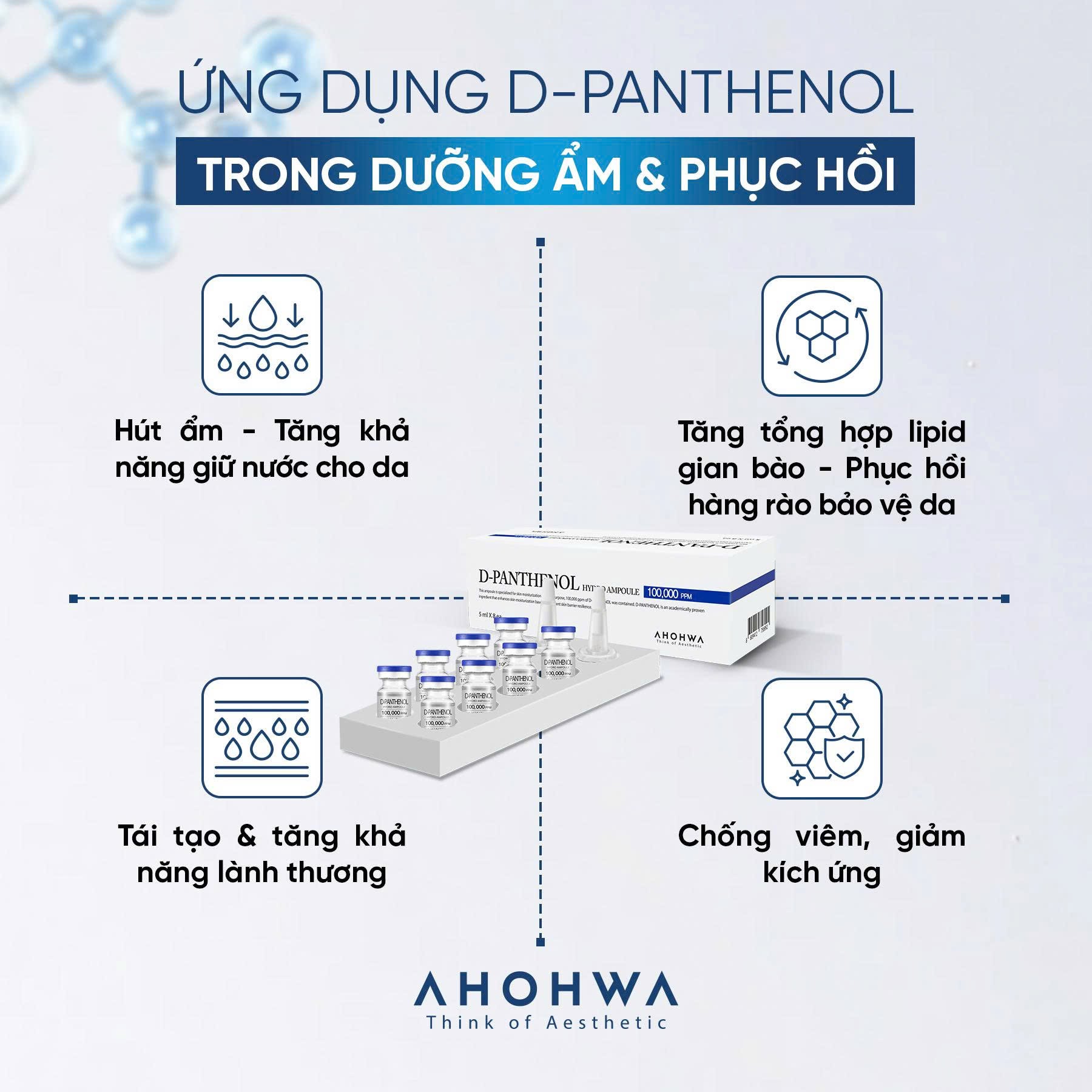 Tế bào gốc kháng viêm phục hồi tái tạo da nhạy cảm sau xâm lấn Ahohwa D-Panthenol Hydro Ampoule