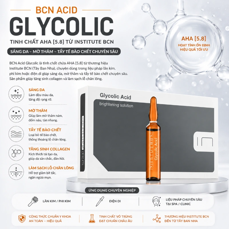 Tinh Chất BCN Acid Glycolic Tây Ban Nha trắng da mờ thâm mụn