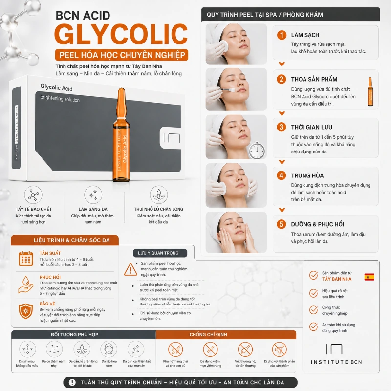 Tinh Chất BCN Acid Glycolic Tây Ban Nha trắng da mờ thâm mụn