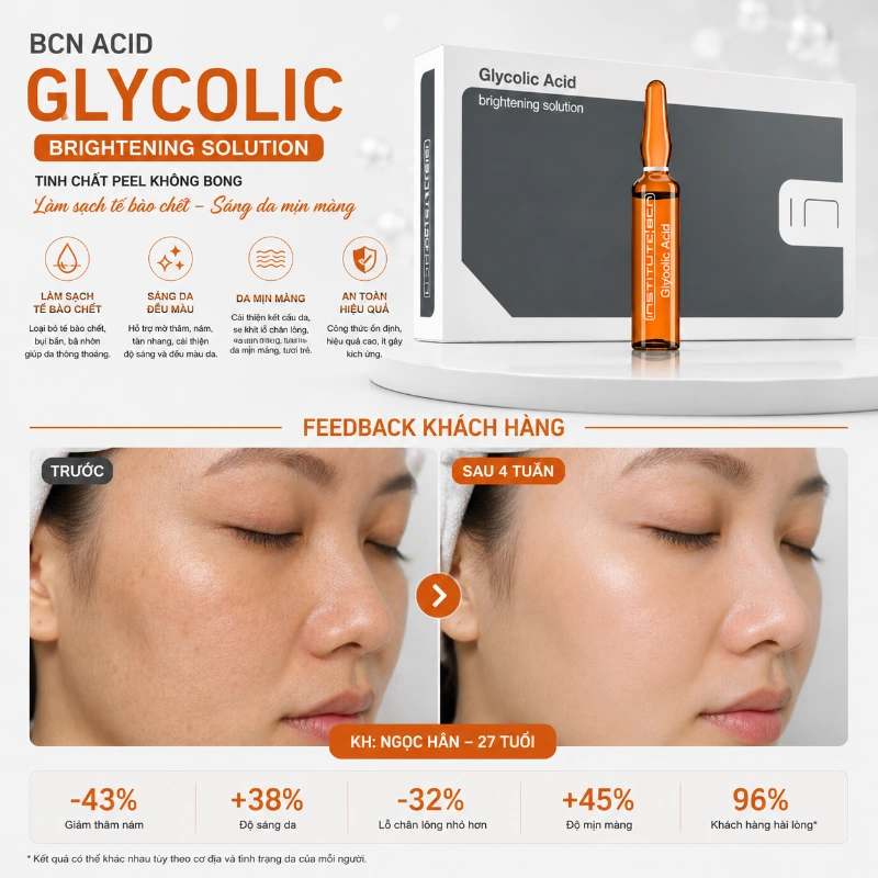 Tinh Chất BCN Acid Glycolic Tây Ban Nha trắng da mờ thâm mụn