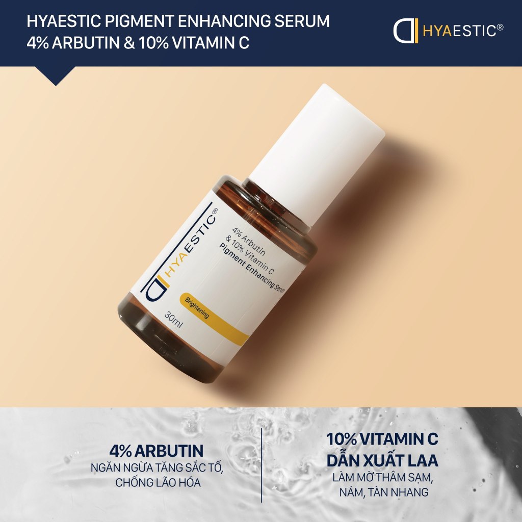 Tinh Chất Hỗ Trợ Mờ Nám, Trẻ Hóa Da & Làm Sáng Sắc Tố Hyaestic Pigment Enhancing Serum 4% Arbutin & 10% Vitamin C 30ml Chính Hãng
