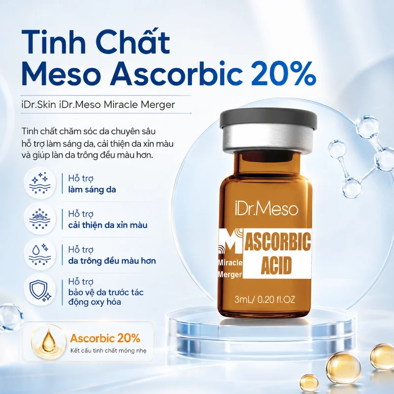 Tinh Chất Meso Hỗ Trợ Mờ Nám Ascorbic 20% iDr.Skin iDr.Meso Miracle Merger