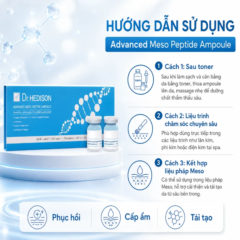 Tinh Chất Peptide Trẻ Hóa Da Dr.Hedison Advanced Meso Peptide Ampoule 1 lọ 5ml Chính Hãng