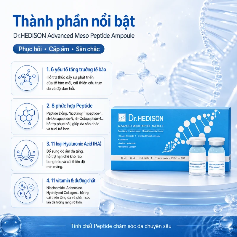 Tinh Chất Peptide Trẻ Hóa Da Dr.Hedison Advanced Meso Peptide Ampoule 1 lọ 5ml Chính Hãng