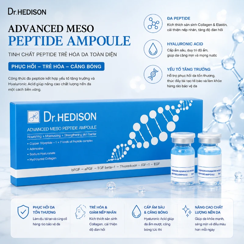 Tinh Chất Peptide Trẻ Hóa Da Dr.Hedison Advanced Meso Peptide Ampoule 1 lọ 5ml Chính Hãng