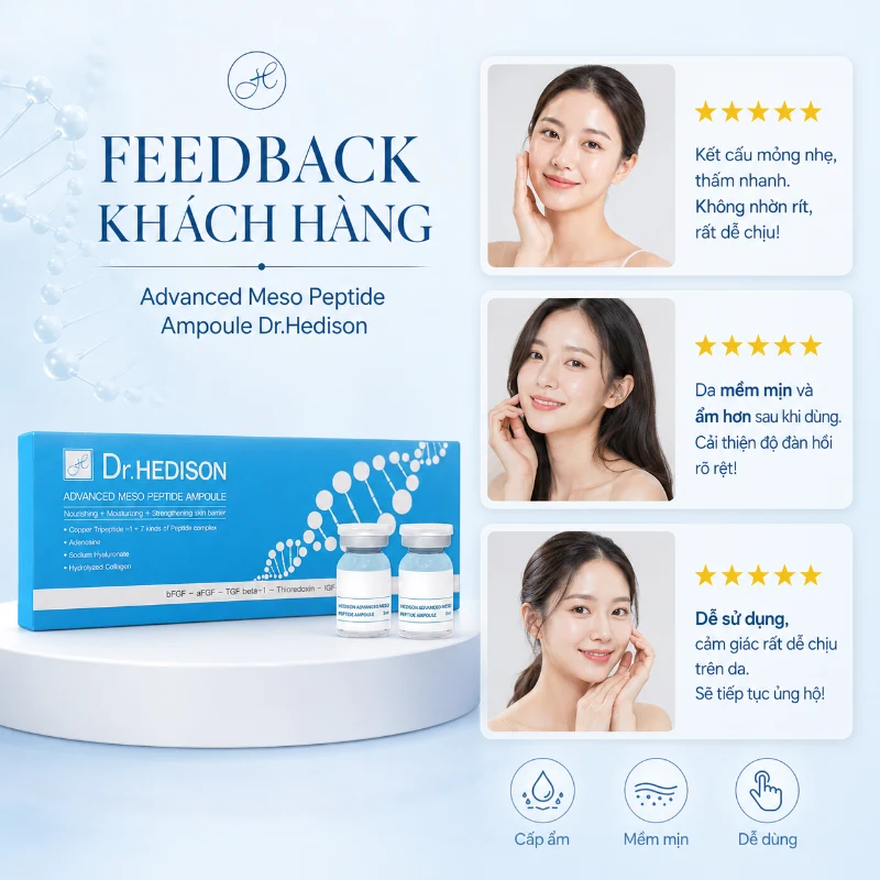 Tinh Chất Peptide Trẻ Hóa Da Dr.Hedison Advanced Meso Peptide Ampoule 1 lọ 5ml Chính Hãng