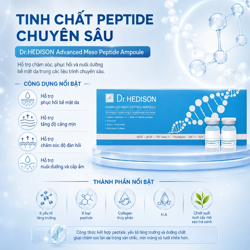 Tinh Chất Peptide Trẻ Hóa Da Dr.Hedison Advanced Meso Peptide Ampoule 1 lọ 5ml Chính Hãng