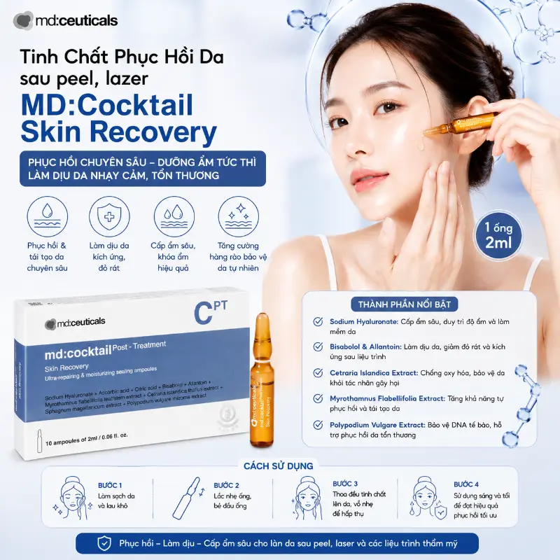 Tinh Chất Phục Hồi Da Sau Peel Laser MD:Ceuticals MD:Cocktail Skin Recovery