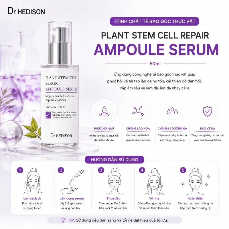 Tinh Chất Tế Bào Gốc Thực Vật Dr.Hedison Plant Stem Cell Repair Ampoule Serum Phục Hồi Da