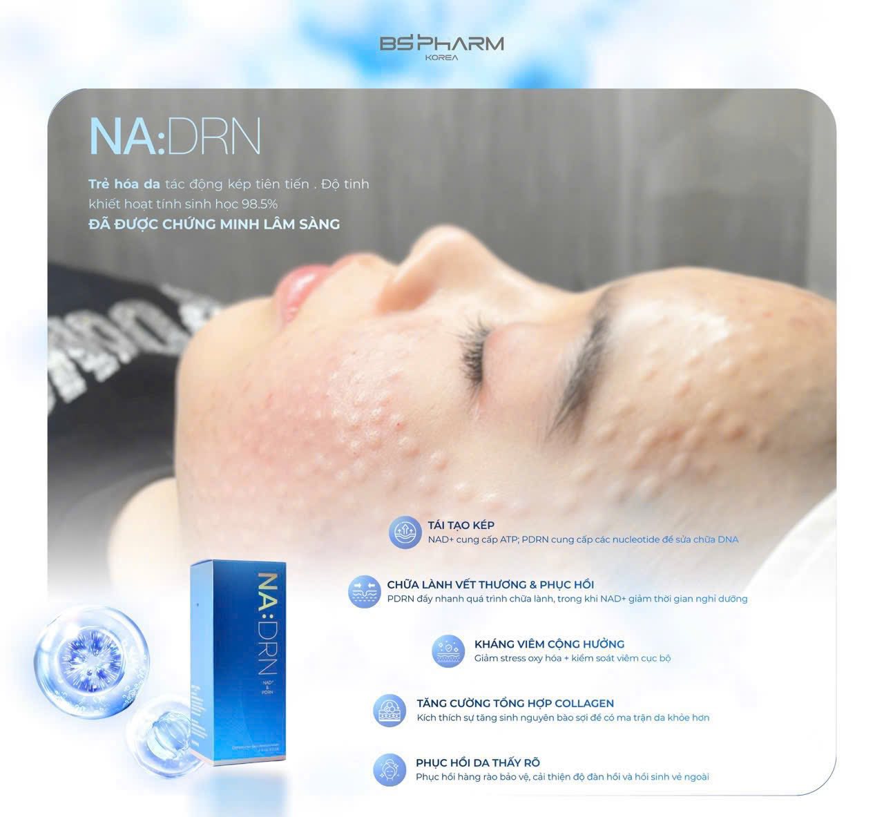 Tinh Chất Tiêm Trẻ Hóa NA:DRN: Chuẩn Mực Tái Tạo Da Sinh Học Từ Hệ Kép NAD+ Và PDRN