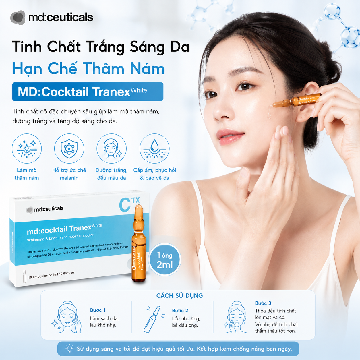 Tinh Chất Trắng Sáng Da MD:Ceuticals MD:Cocktail Tranex White Chính Hãng