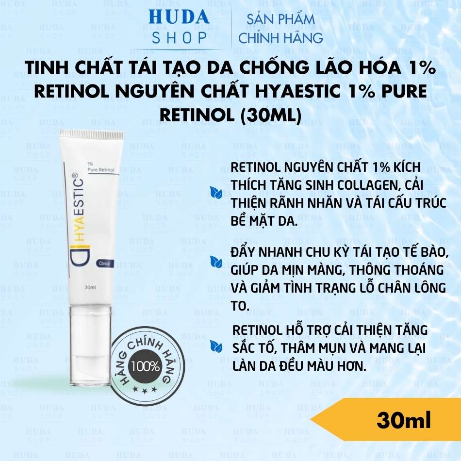 Tinh chất tái tạo da chống lão hóa 1% Retinol nguyên chất Hyaestic 1% Pure Retinol (30ml)