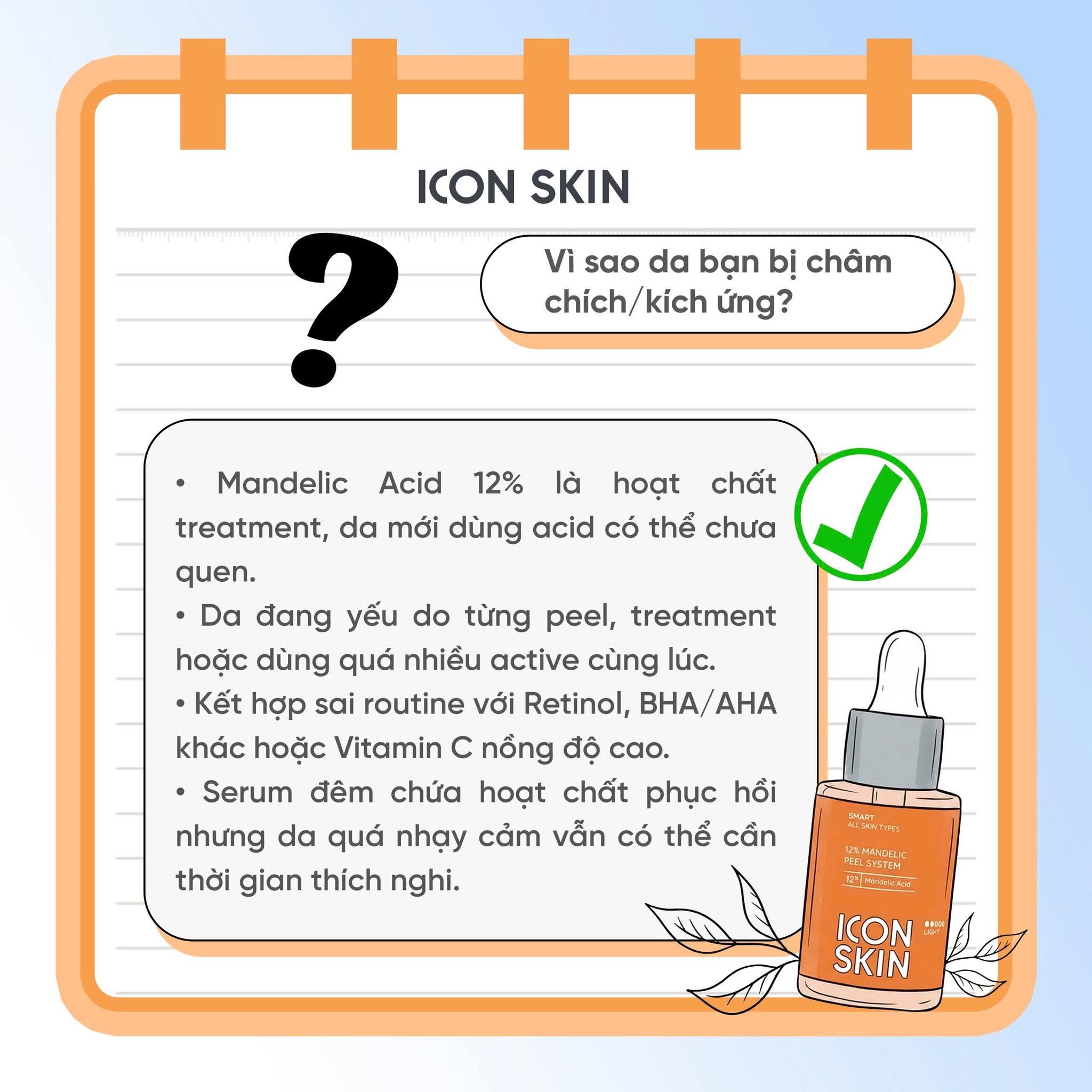 Tinh chất AHA căng bóng da Icon Skin 12% Mandelic Peel System