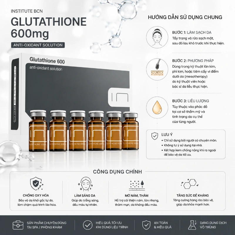 Tinh chất BCN Tây Ban Nha Glutathione 600mg trắng da mờ thâm nám