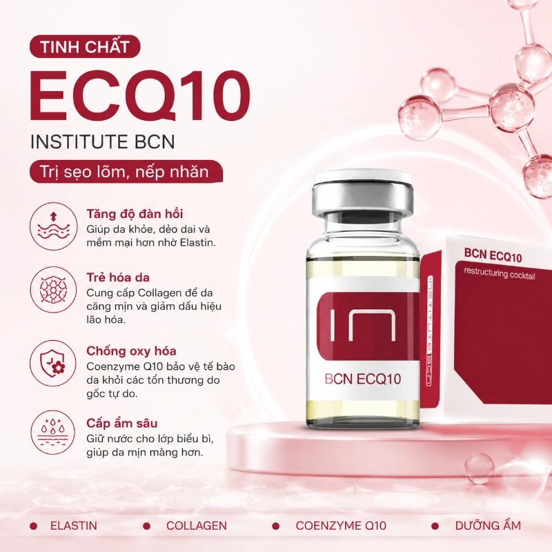 Tinh Chất Hỗ Trợ Cải Thiện Sẹo Lõm, Nếp Nhăn & Trẻ Hóa Da ECQ10 Institute BCN Chính Hãng