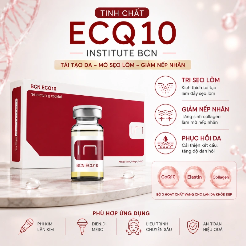 Tinh Chất Hỗ Trợ Cải Thiện Sẹo Lõm, Nếp Nhăn & Trẻ Hóa Da ECQ10 Institute BCN Chính Hãng