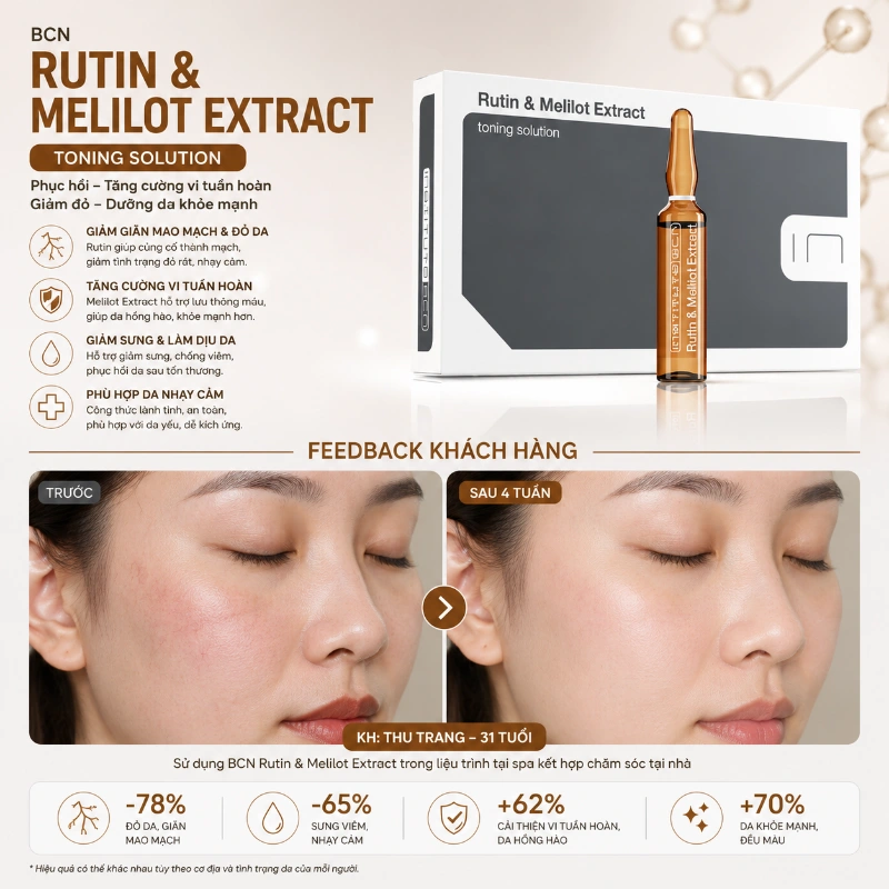 Tinh chất hỗ trợ cải thiện giãn mao mạch, phục hồi da yếu Rutin & Melilot Extract BCN Tây Ban Nha