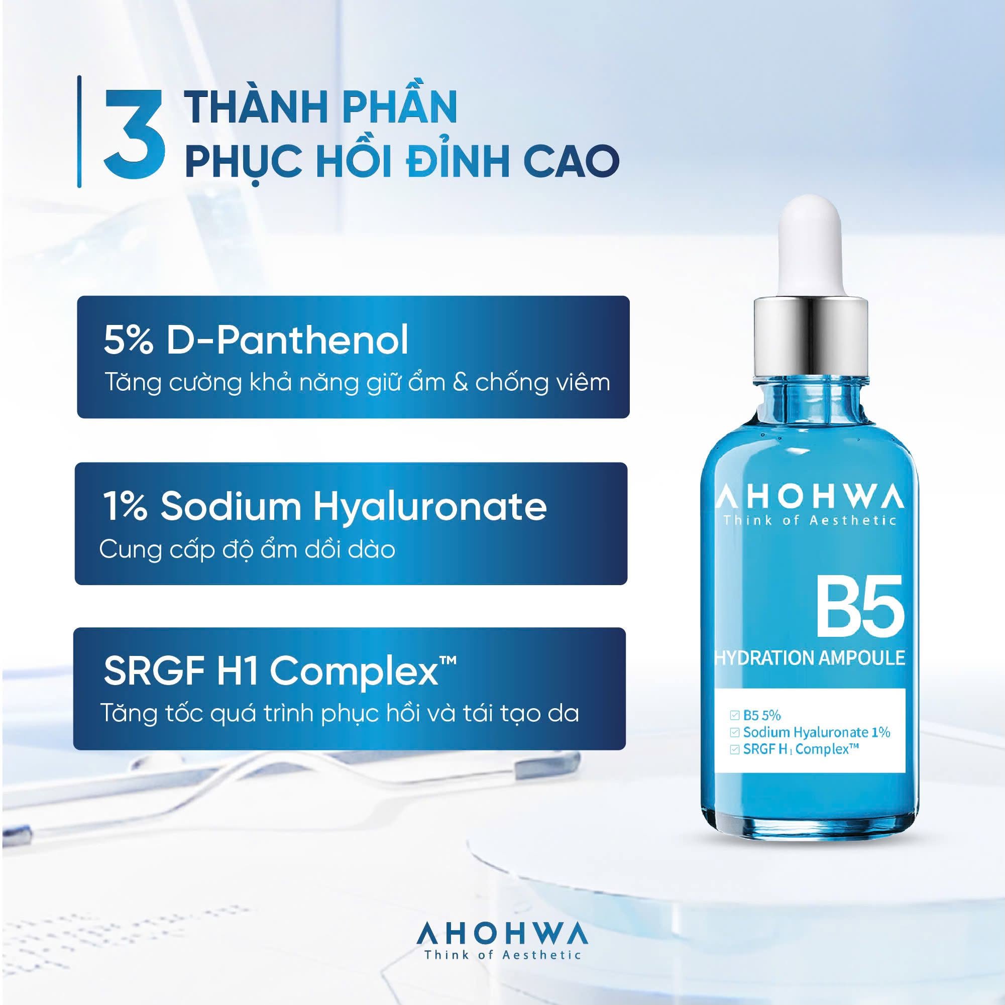 Tinh chất ampoule B5 cấp ẩm phục hồi da Ahohwa Hydration Ampoule B5
