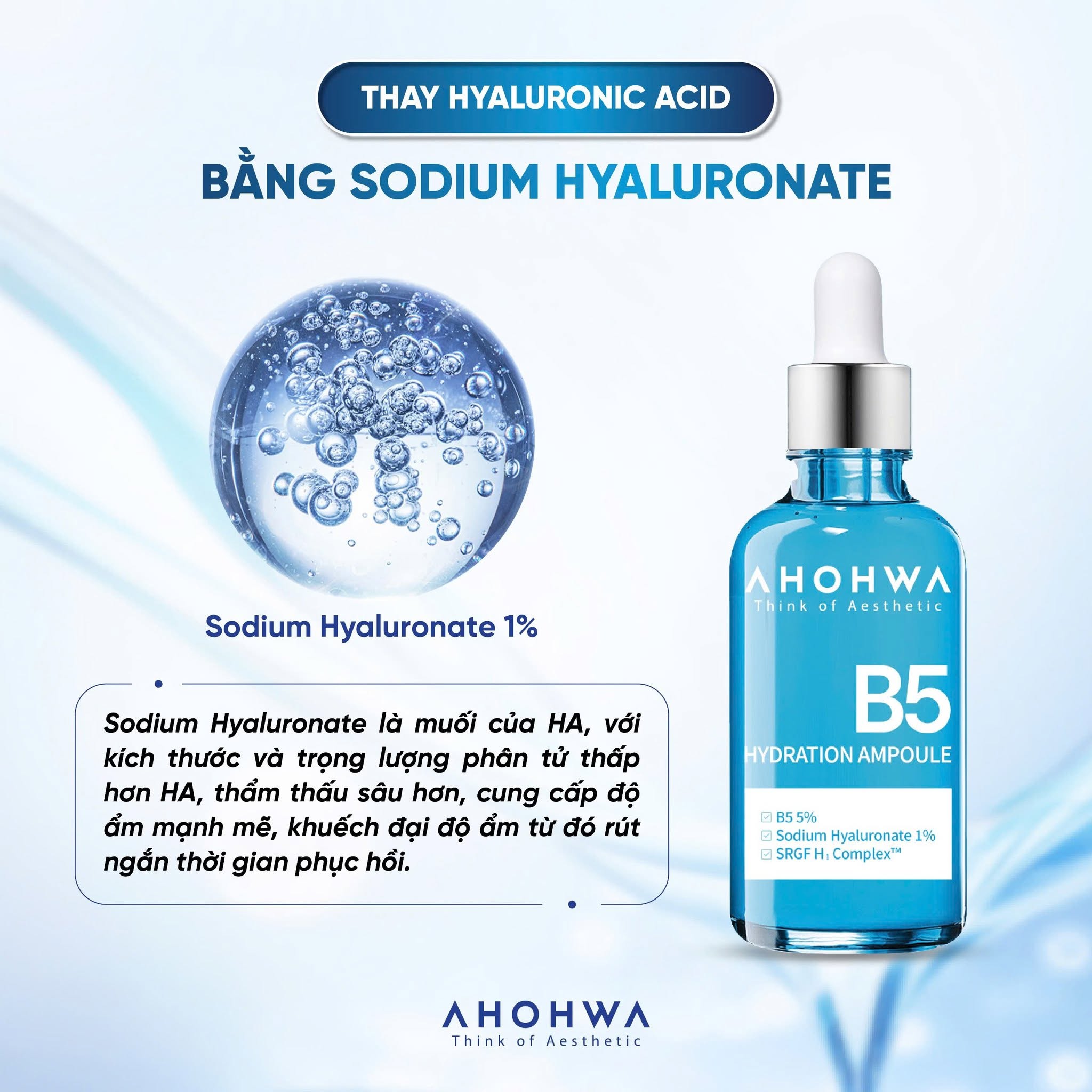 Tinh chất ampoule B5 cấp ẩm phục hồi da Ahohwa Hydration Ampoule B5
