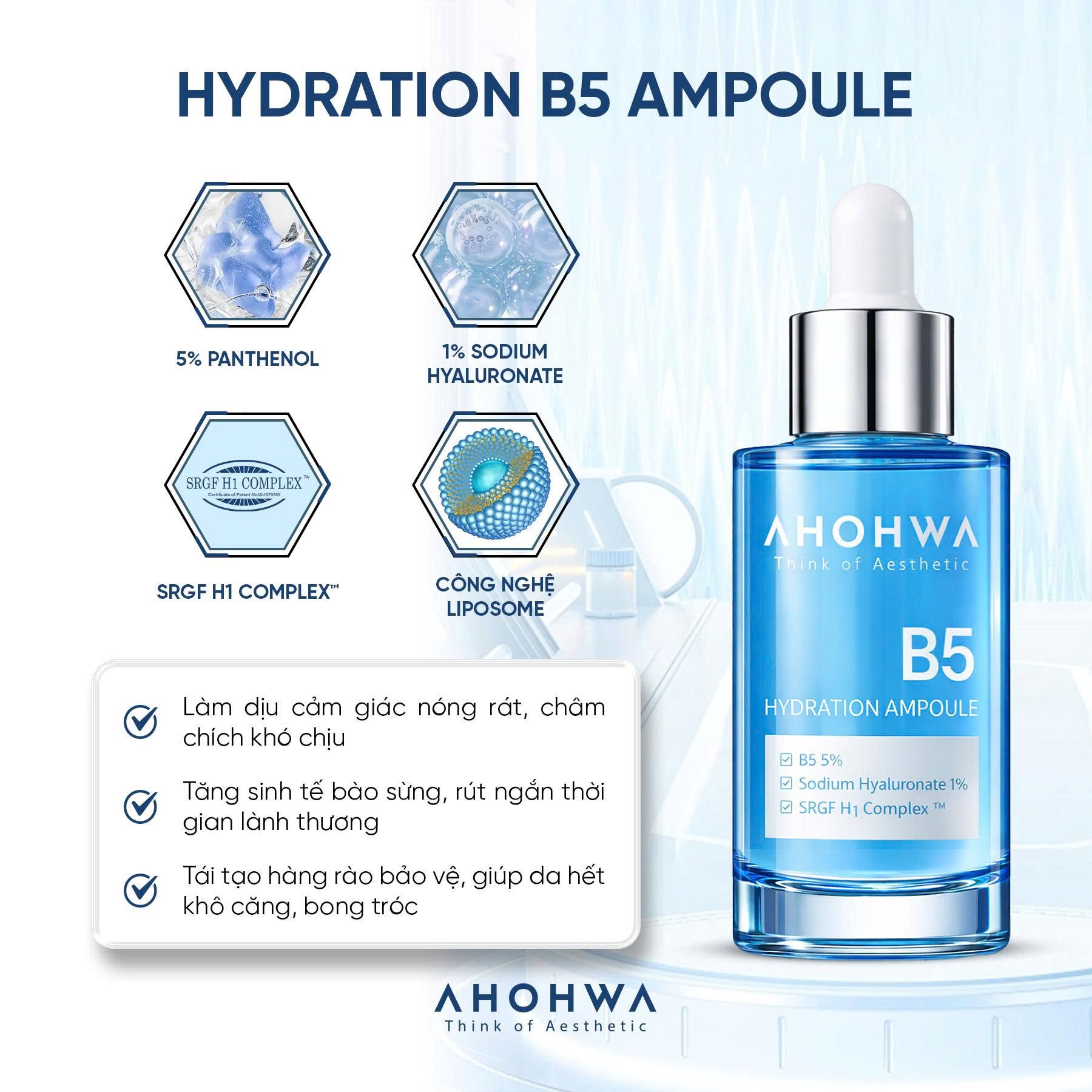 Tinh chất ampoule B5 cấp ẩm phục hồi da Ahohwa Hydration Ampoule B5