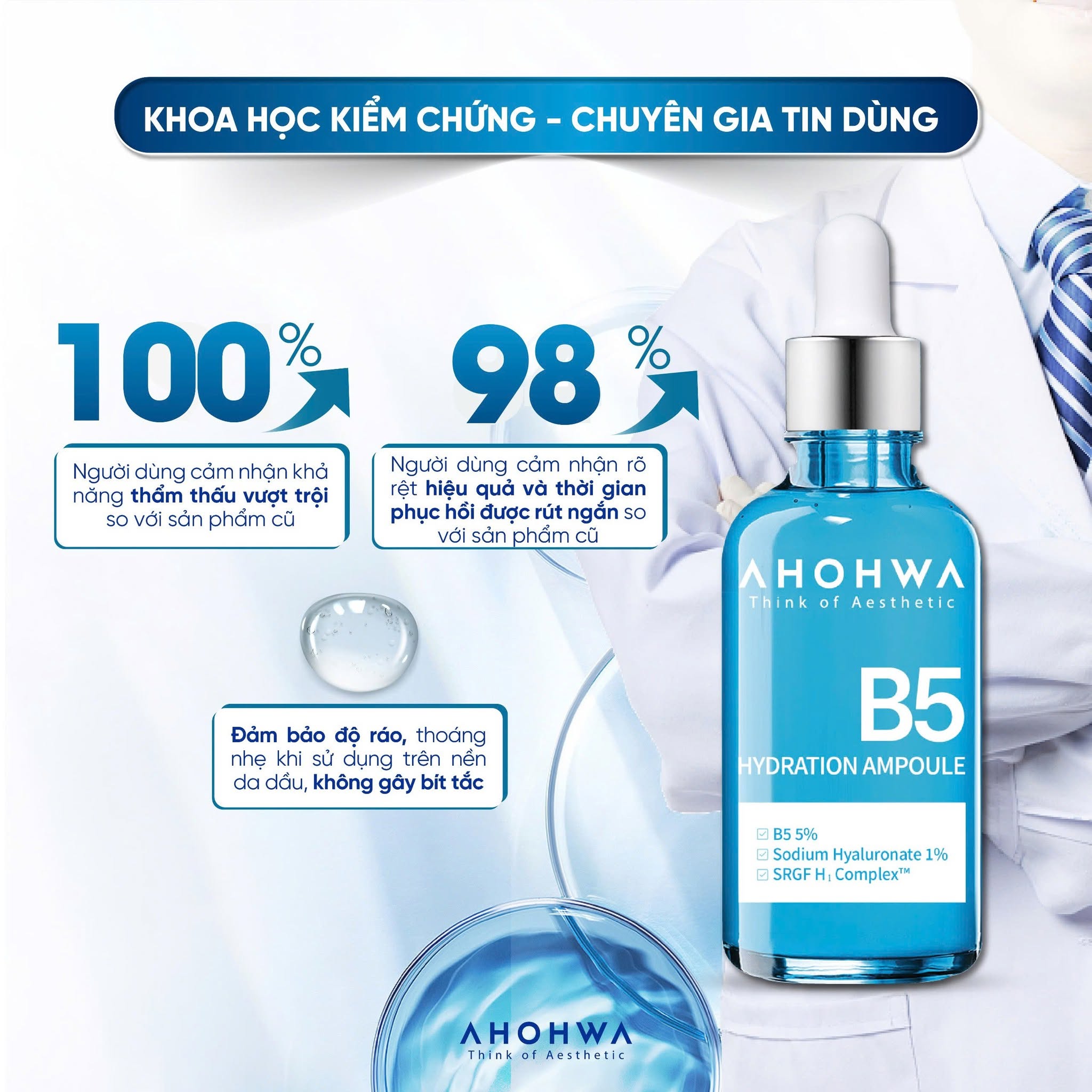 Tinh chất ampoule B5 cấp ẩm phục hồi da Ahohwa Hydration Ampoule B5