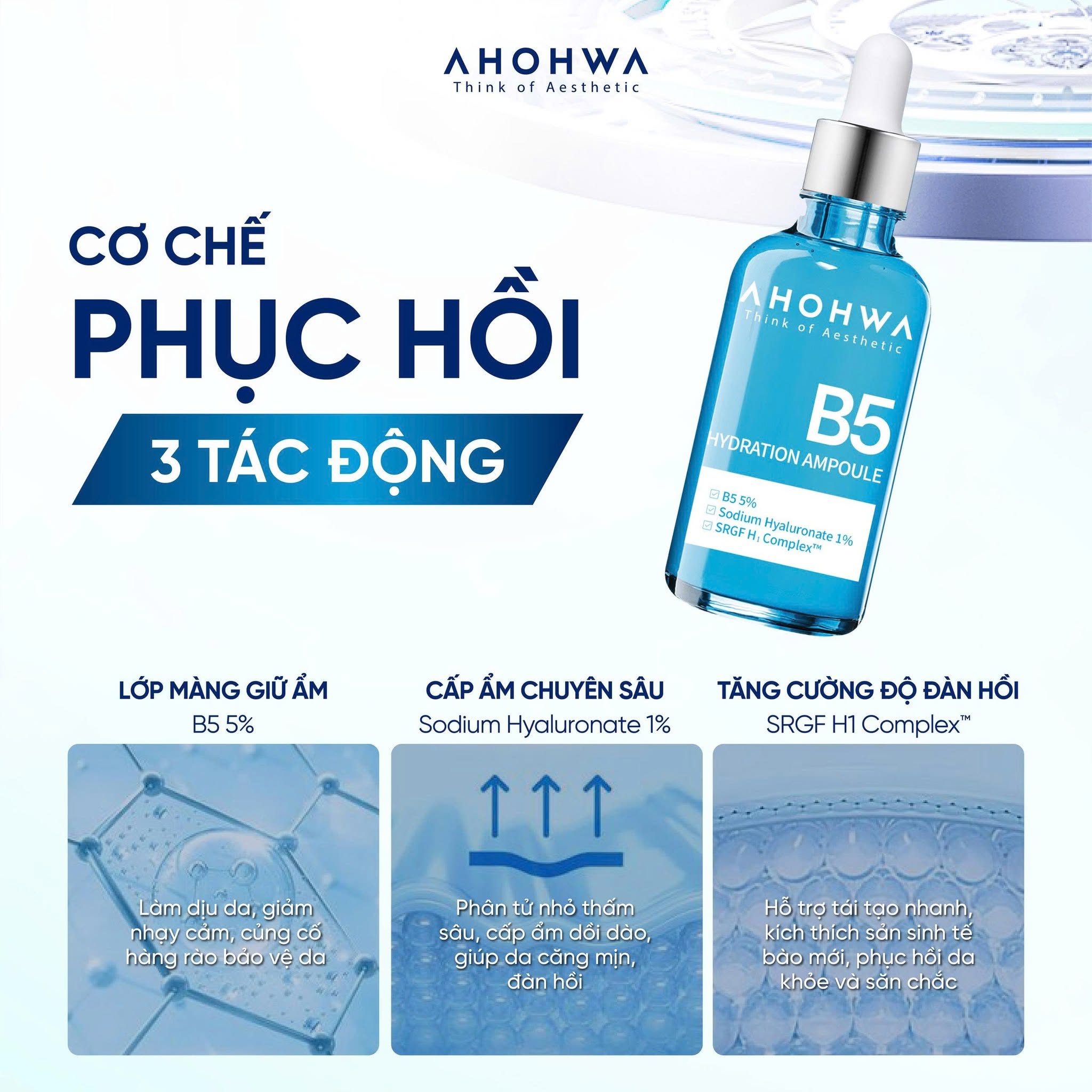 Tinh chất ampoule B5 cấp ẩm phục hồi da Ahohwa Hydration Ampoule B5