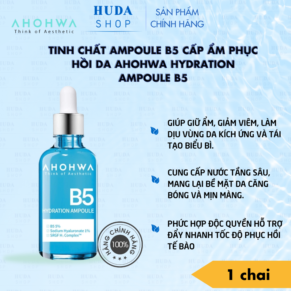 Tinh chất ampoule B5 cấp ẩm phục hồi da Ahohwa Hydration Ampoule B5