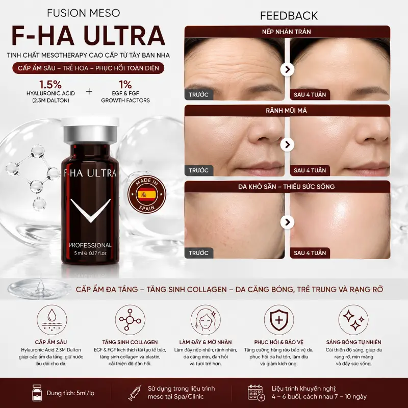 Tinh chất căng bóng, phục hồi, trẻ hóa da F-HA ULTRA 1 lọ 5ml