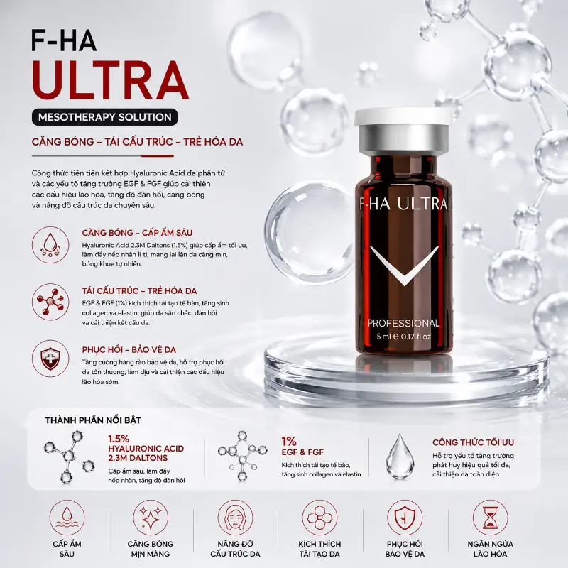 Tinh chất căng bóng, phục hồi, trẻ hóa da F-HA ULTRA 1 lọ 5ml