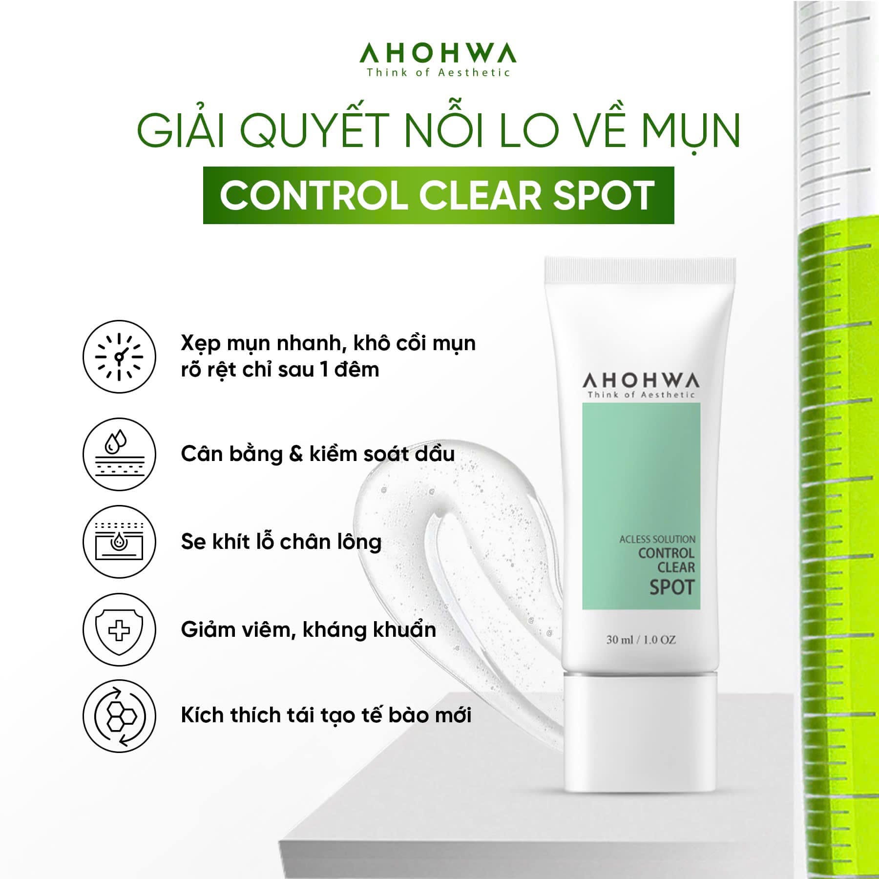 Tinh chất chấm mụn giảm viêm Ahohwa Acless Solution Control Clear Spot
