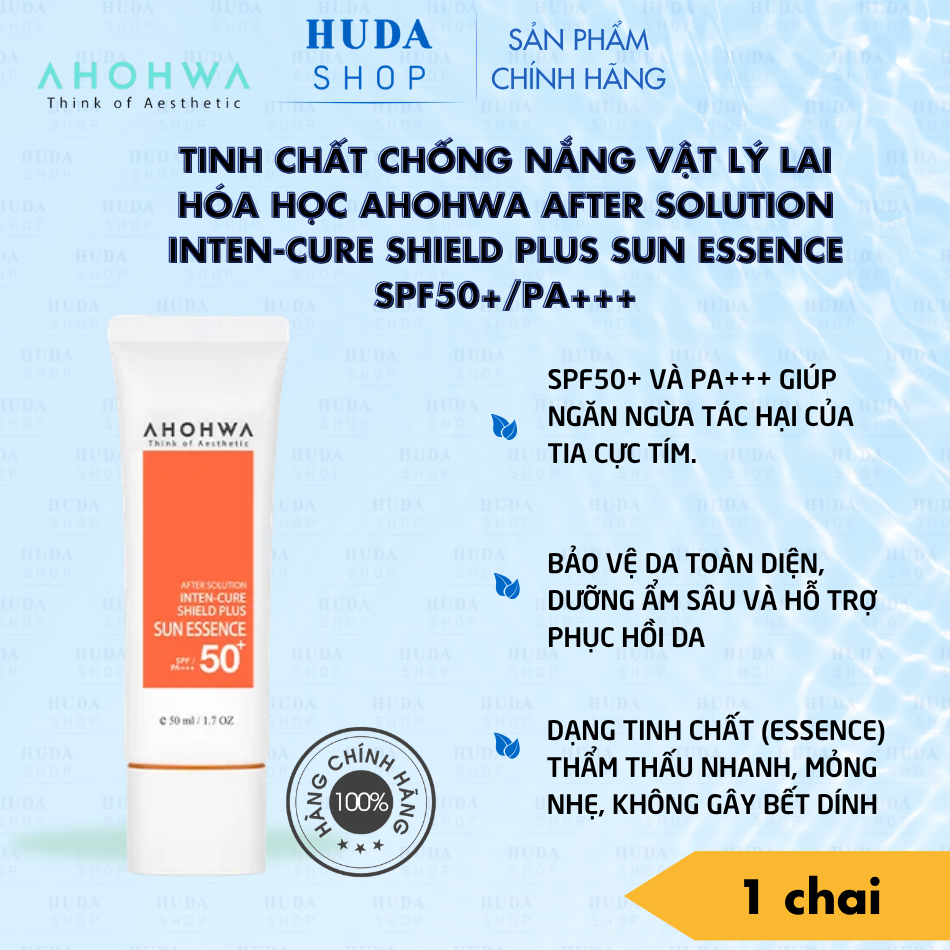 Tinh chất chống nắng vật lý lai hóa học Ahohwa After Solution Inten-Cure Shield Plus Sun Essence SPF50+/Pa+++
