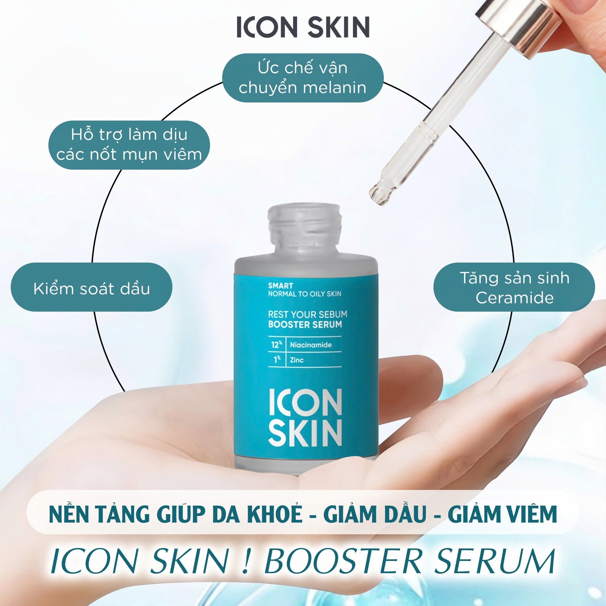 Tinh chất chuyên sâu cho da dầu và mụn Icon Skin Rest Your Sebum Booster Serum 12% Niacinamide