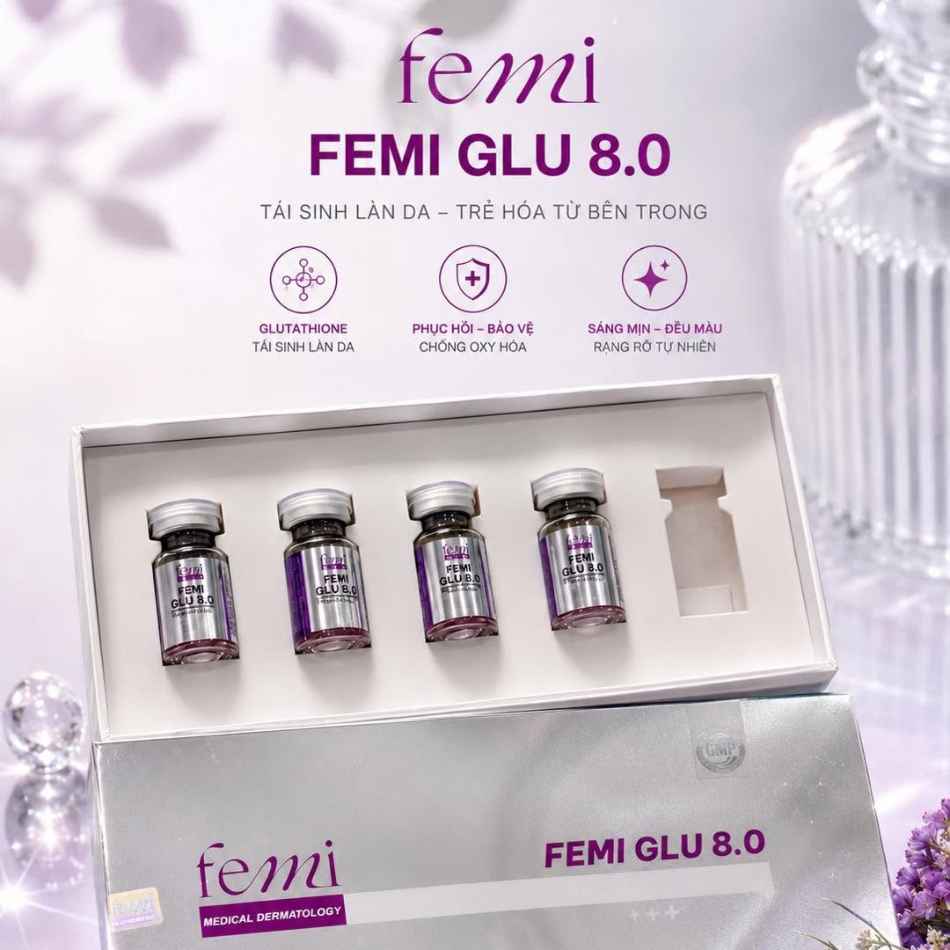 Tinh chất dưỡng sáng da, hỗ trợ mờ thâm sạm và chăm sóc dấu hiệu lão hóa Femi Glu 8.0