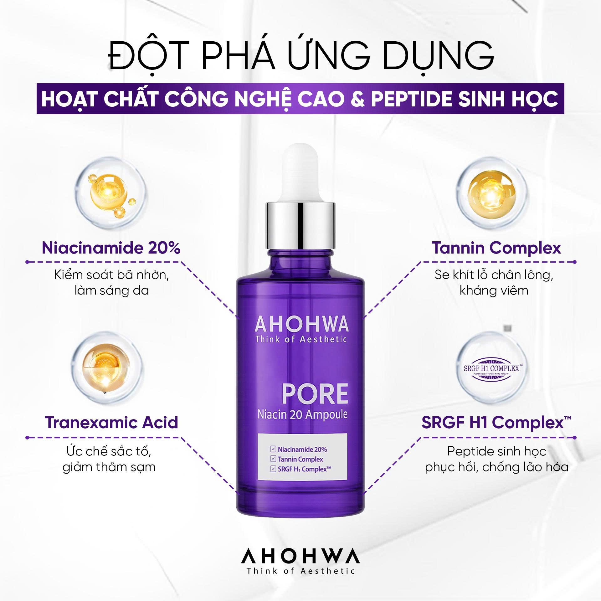Tinh chất dưỡng trắng se khít lỗ chân lông Ahohwa Pore Niacin 20 Ampoule