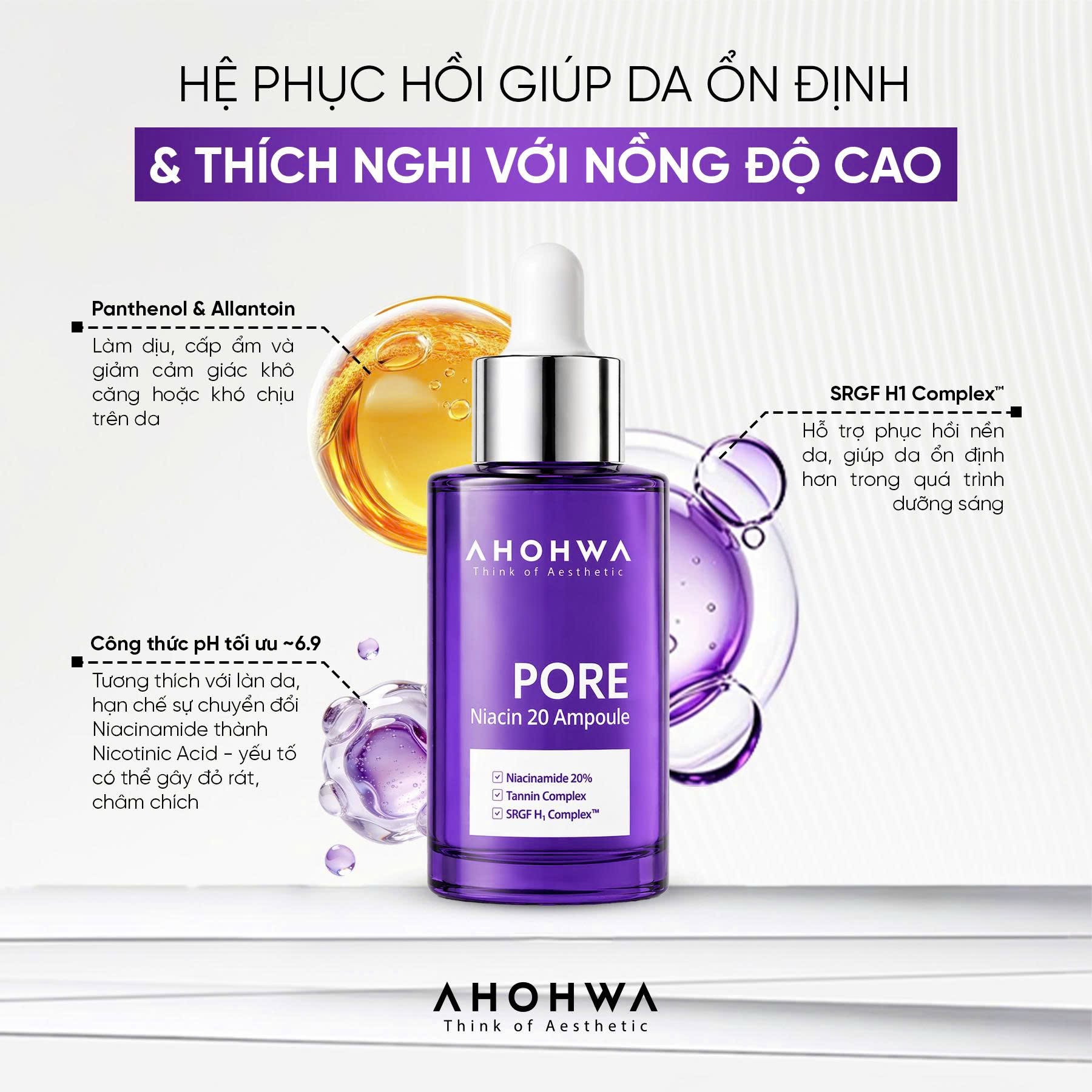 Tinh chất dưỡng trắng se khít lỗ chân lông Ahohwa Pore Niacin 20 Ampoule