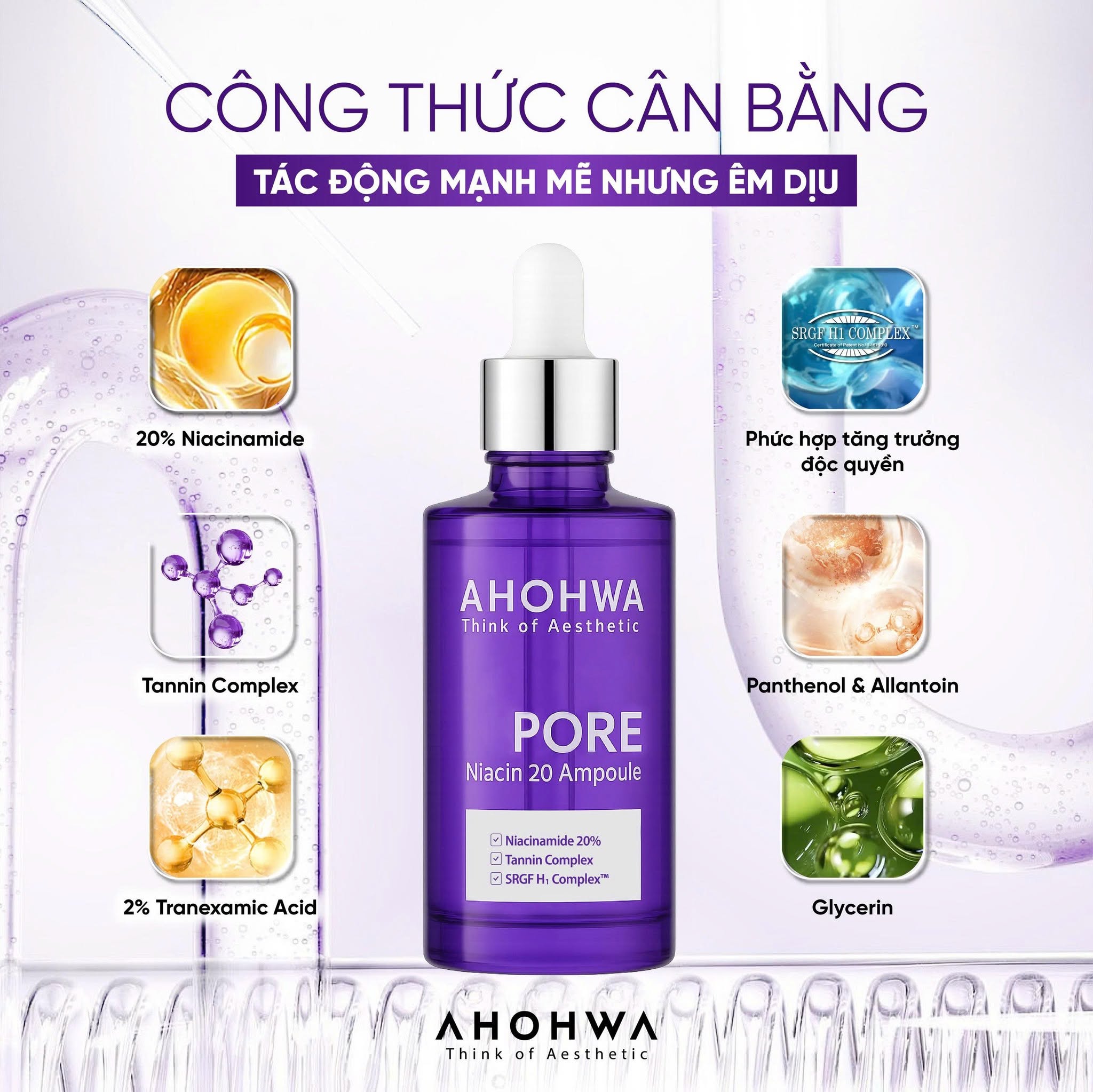 Tinh chất dưỡng trắng se khít lỗ chân lông Ahohwa Pore Niacin 20 Ampoule