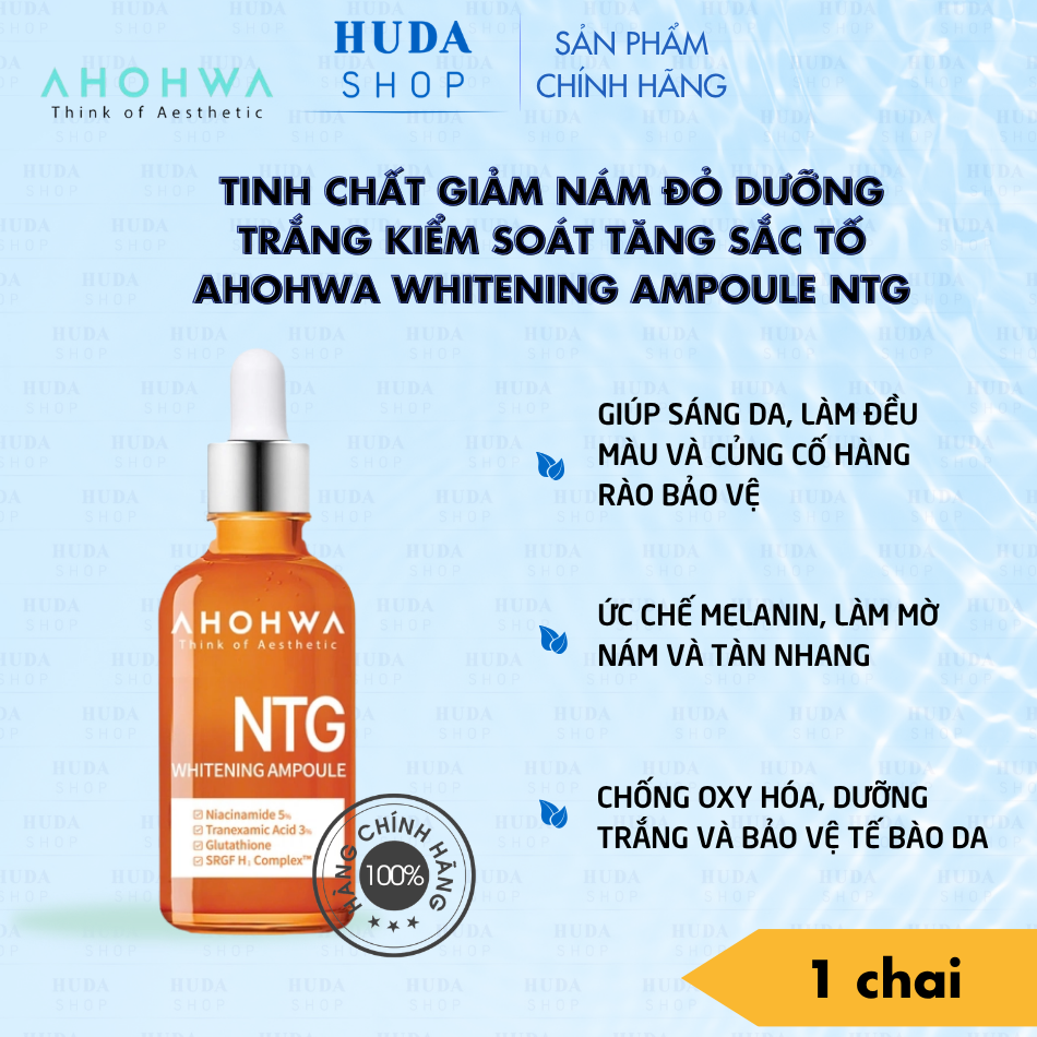 Tinh chất giảm nám đỏ dưỡng trắng kiểm soát tăng sắc tố Ahohwa Whitening Ampoule NTG