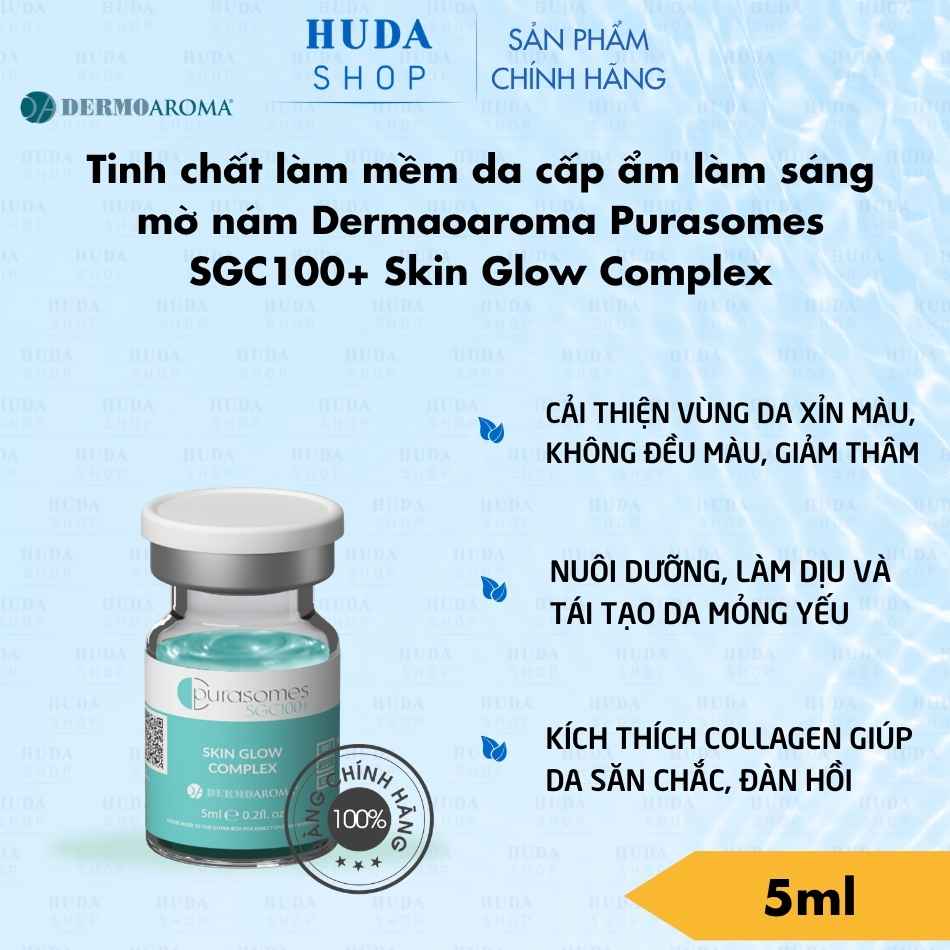Tinh chất làm mềm da cấp ẩm làm sáng mờ nám Dermoaroma Purasomes SGC100+ Skin Glow Complex